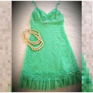 Sheer sexy nightgown stretch lingerie green lacy Glam Fashion